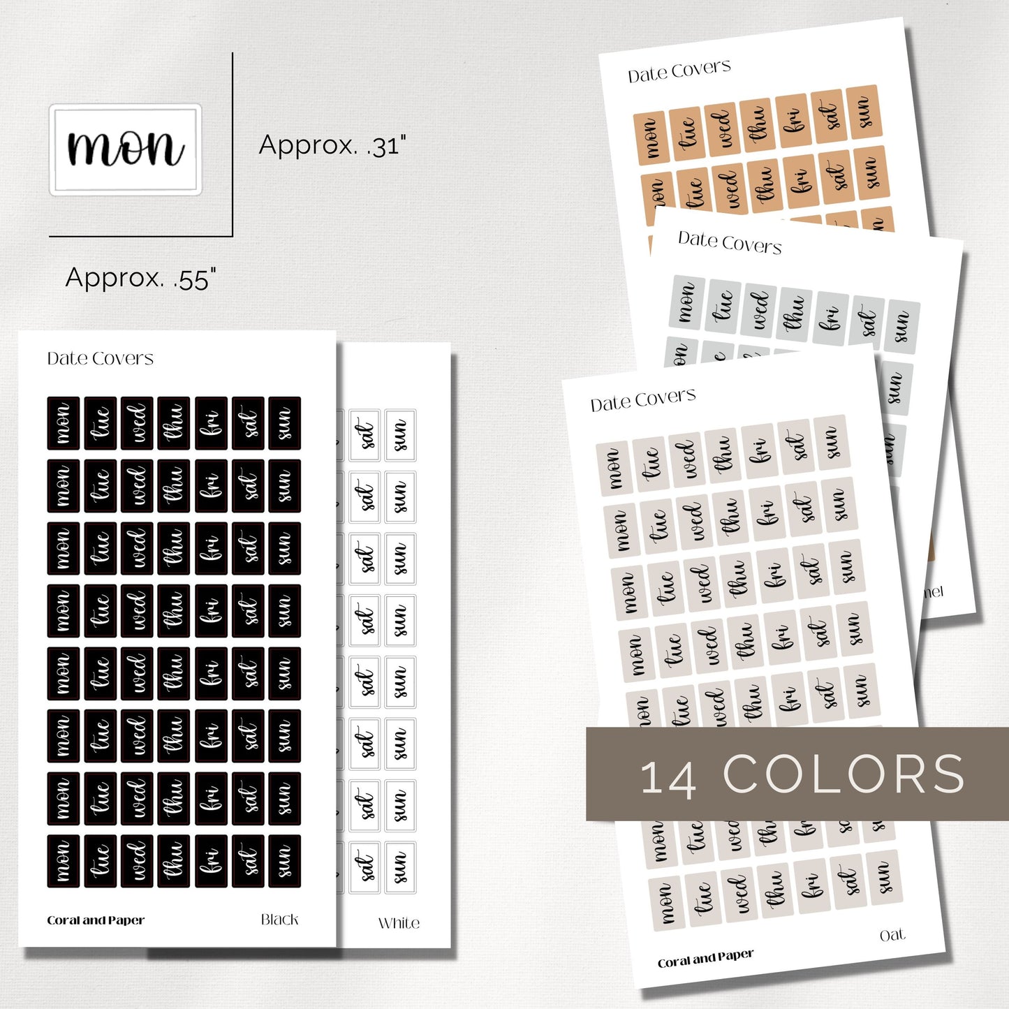 DATE COVERS - Hobonichi Weeks Days Stickers | Functional Planner Stickers