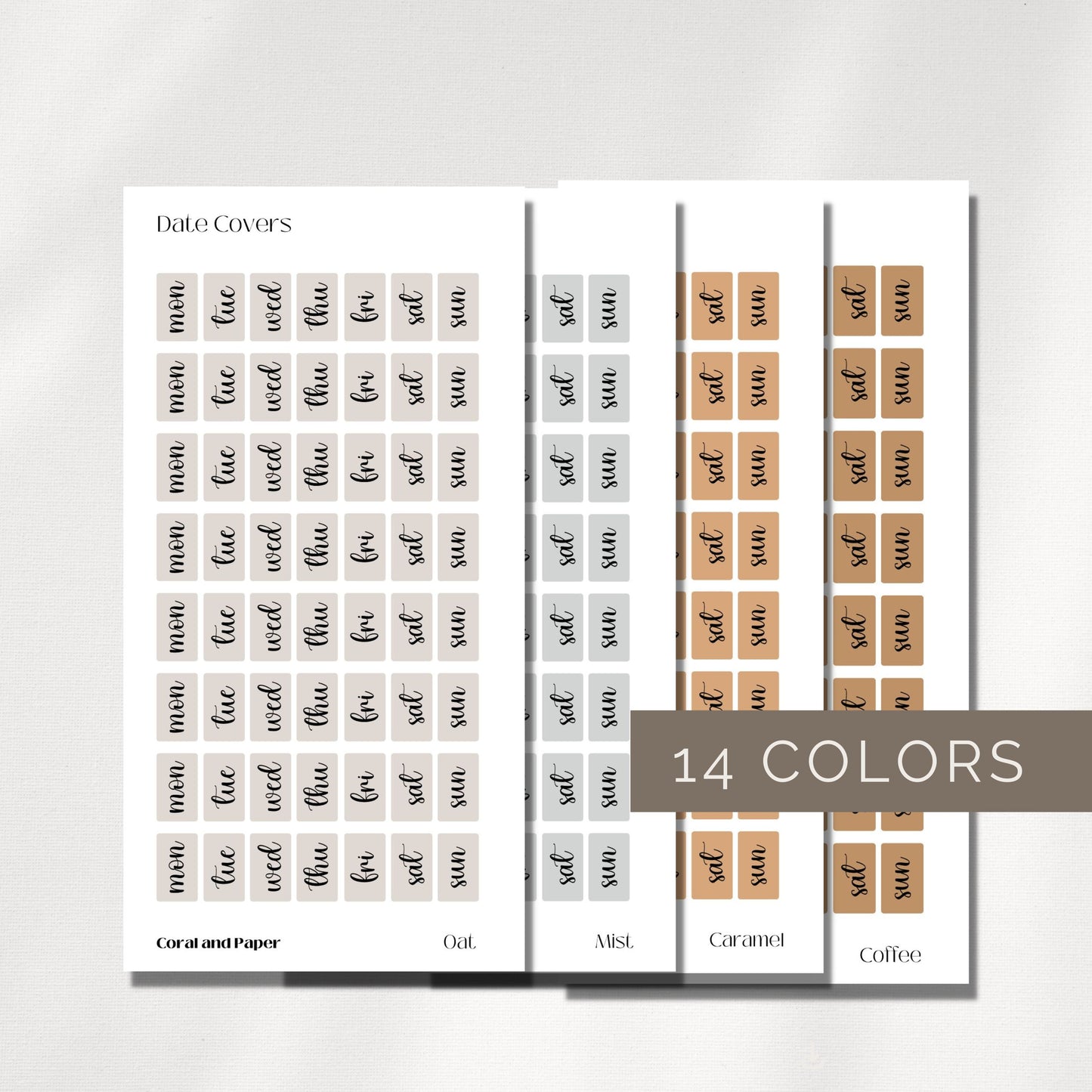 DATE COVERS - Hobonichi Weeks Days Stickers | Functional Planner Stickers