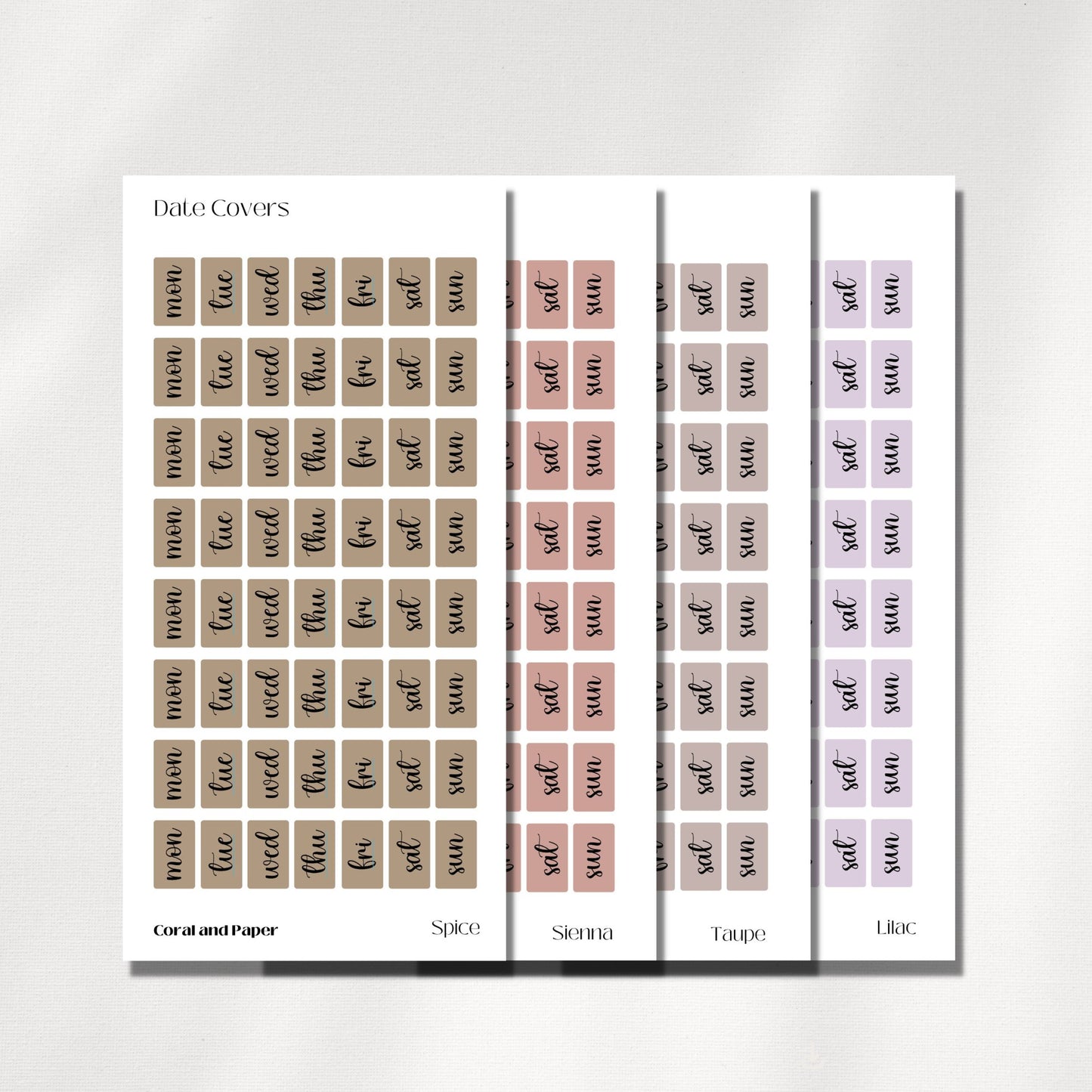 DATE COVERS - Hobonichi Weeks Days Stickers | Functional Planner Stickers