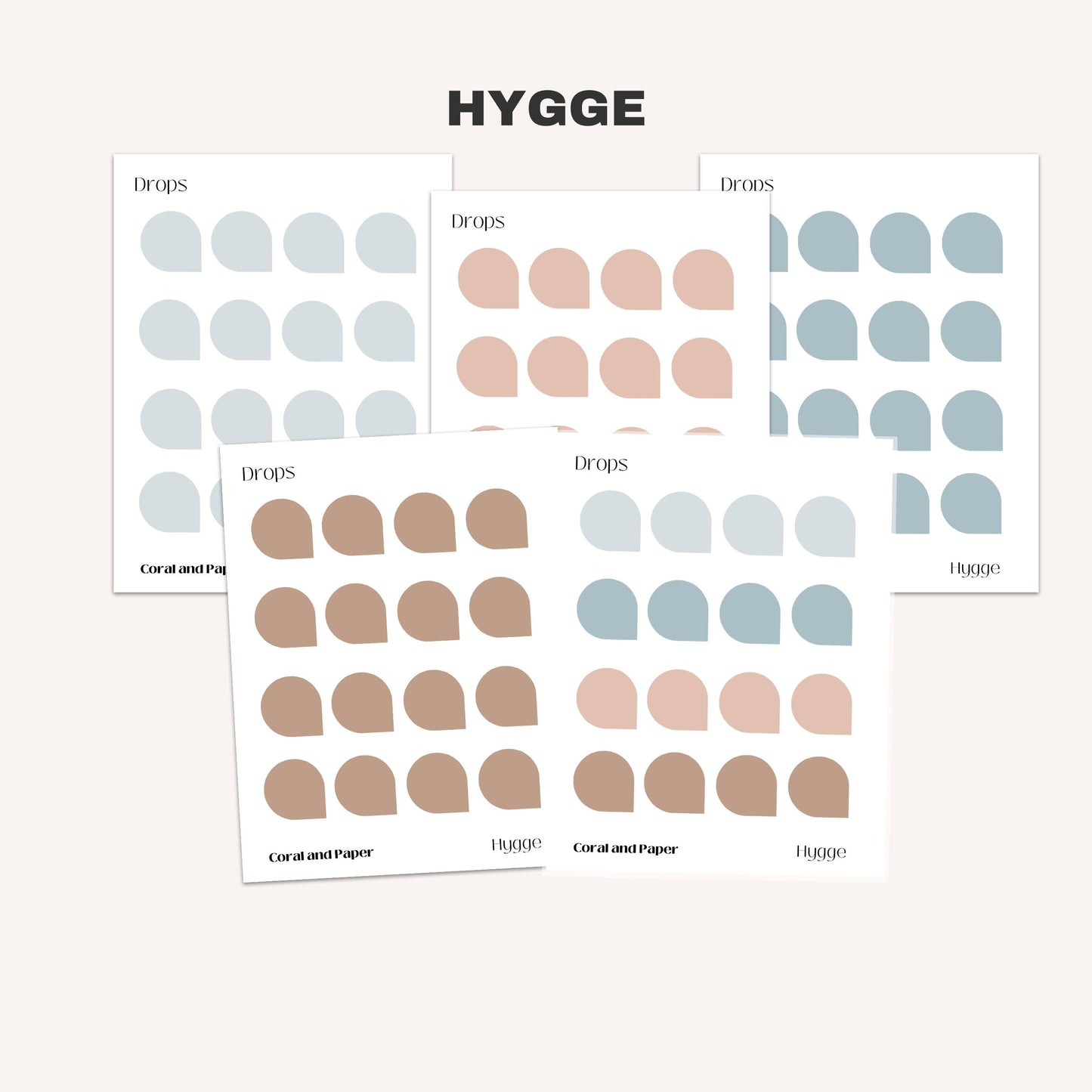 HYGGE DROPS Planner Stickers | Blue Drops | Brown Drops | Minimal Planning | Drop Stickers | Minimalist Planning | Bullet Journal