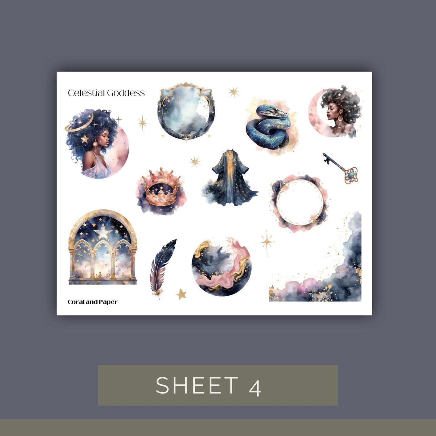CELESTIAL GODDESS | Planner Stickers | Deco Stickers | Scrapbook Decoration | Journaling Stickers | Diary Stickers | Sticker Sheet