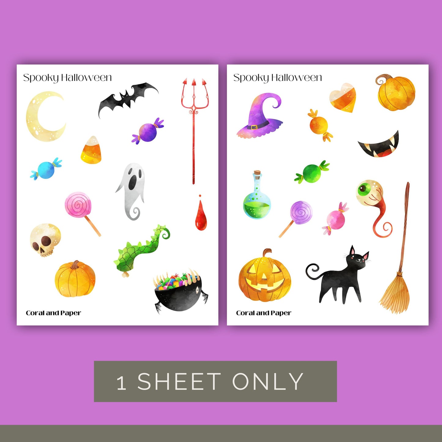Spooky Halloween - Deco Stickers | Planner Stickers | Sticker Sheet