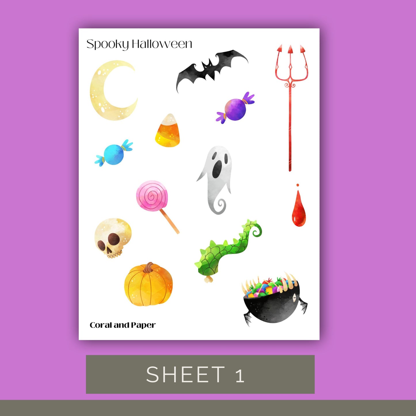 Spooky Halloween - Deco Stickers | Planner Stickers | Sticker Sheet
