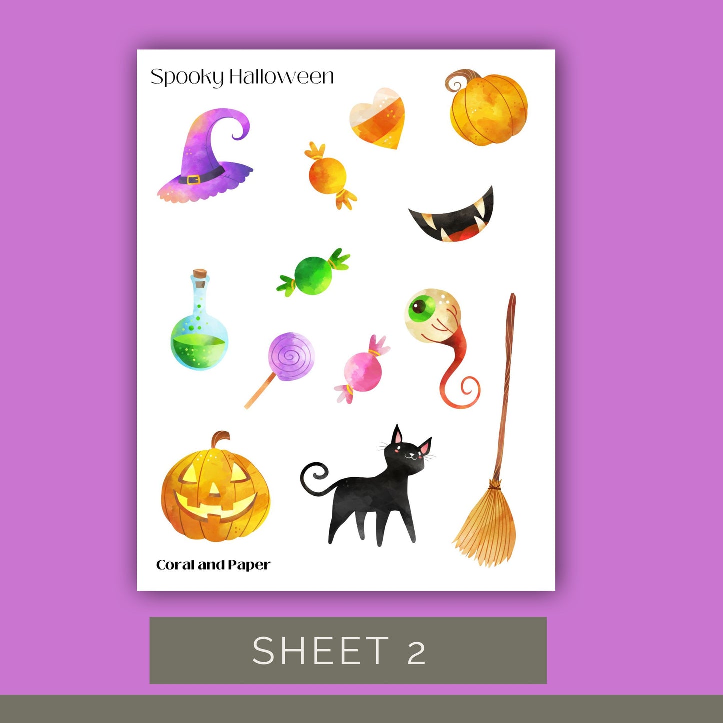 Spooky Halloween - Deco Stickers | Planner Stickers | Sticker Sheet