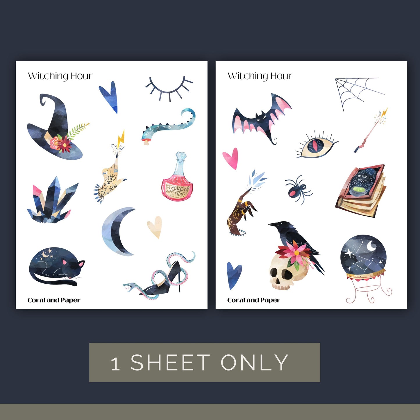 Witching Hour - Halloween Deco Stickers | Planner Stickers | Sticker Sheet