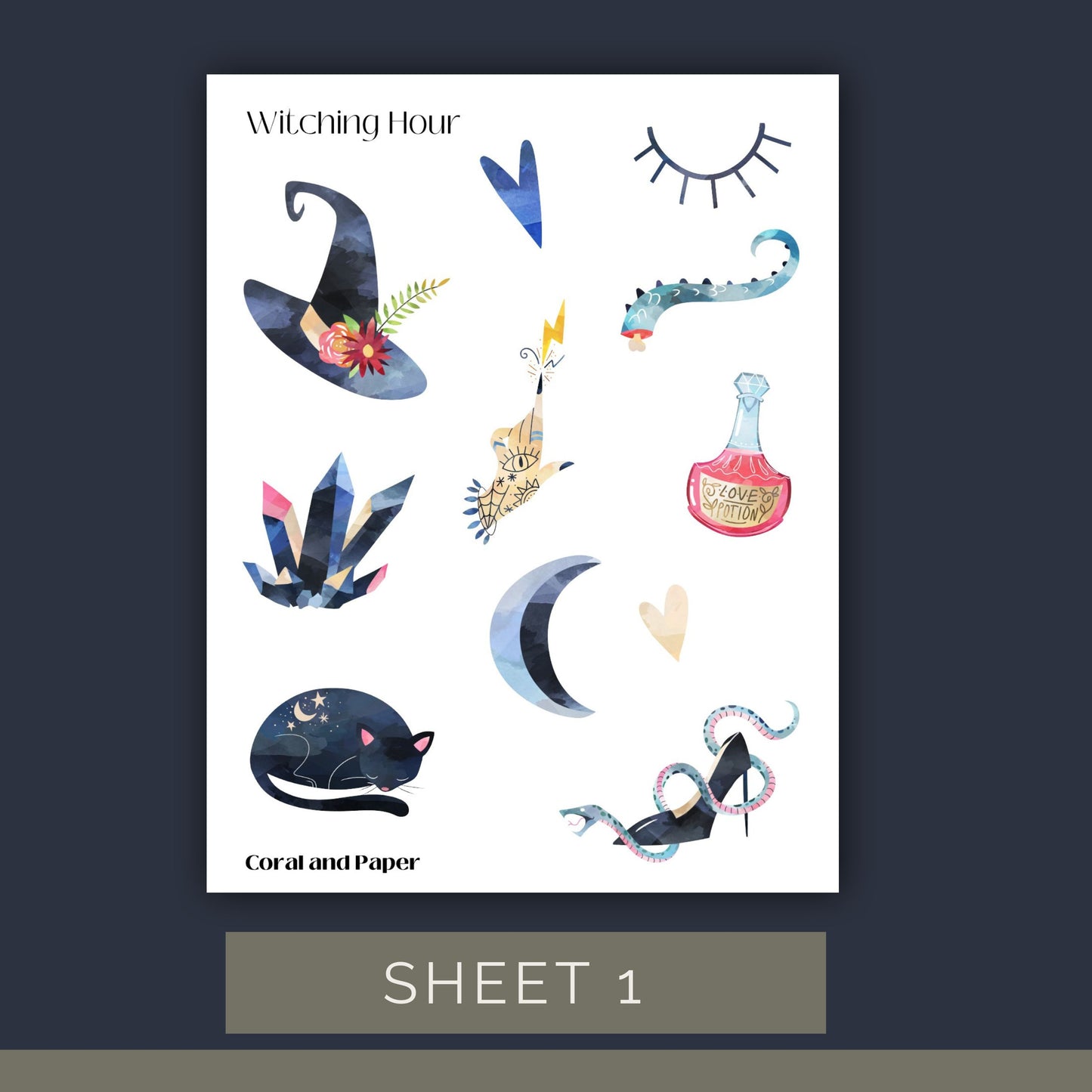 Witching Hour - Halloween Deco Stickers | Planner Stickers | Sticker Sheet