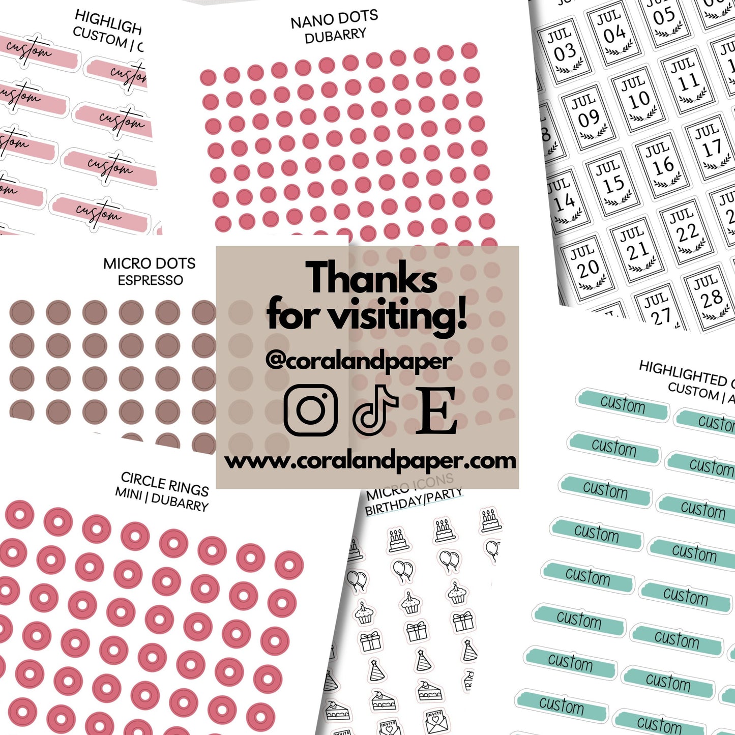 Large Squares Stickers – Transparent Planner Squares (0.70")