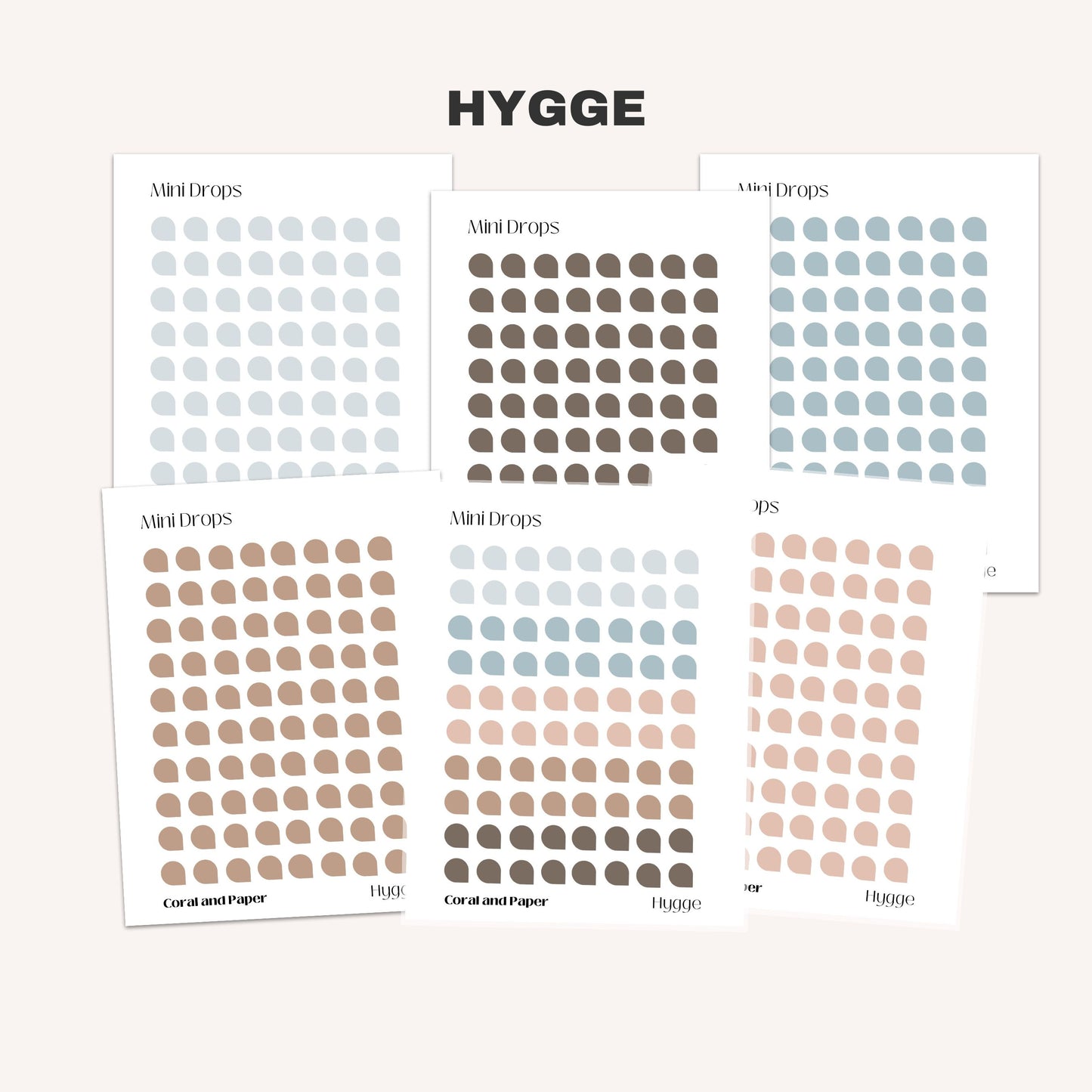 HYGGE Mini Drops | Blue Mini Drops | Brown Mini Drops | Planner Stickers | Minimal Planning | Minimalist Planning Bullet
