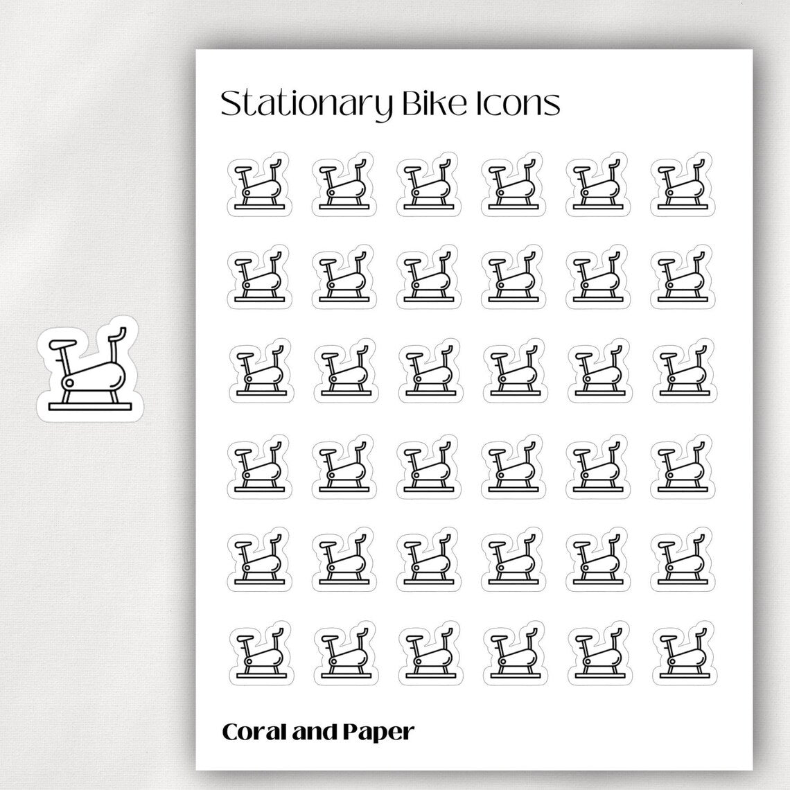 STATIONARY BIKE - Mini Icon Stickers | Minimalist Planner Stickers | Functional Stickers | Bullet Journal