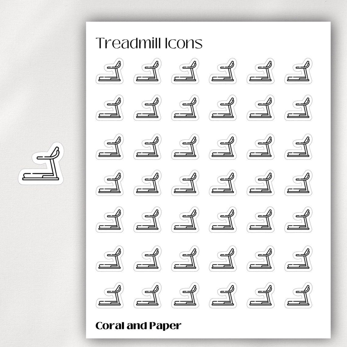 TREADMILL - Mini Icon Stickers | Minimalist Planner Stickers | Functional Stickers | Bullet Journal