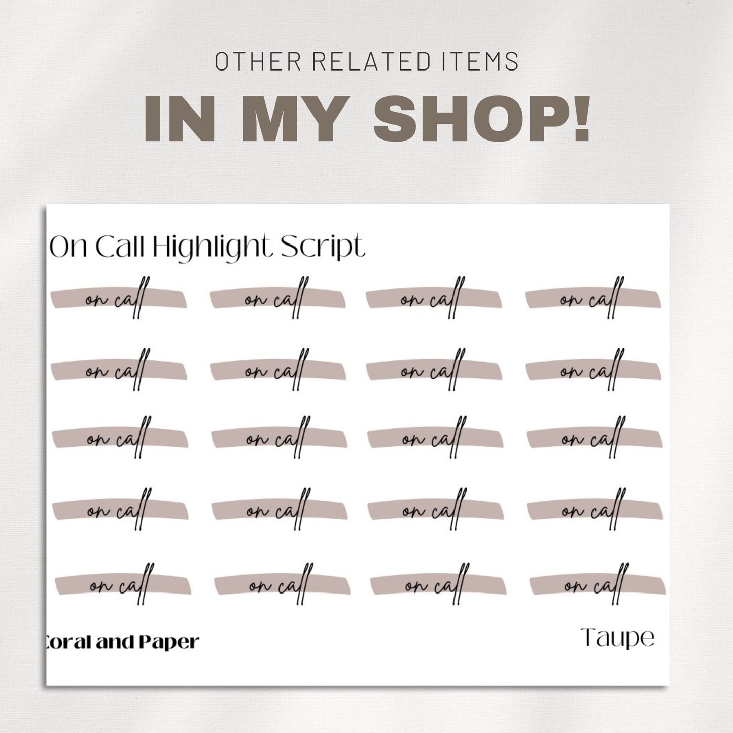 ON CALL - Script Planner Stickers | Minimalist Planning |Functional Planner Stickers| Bullet Journal