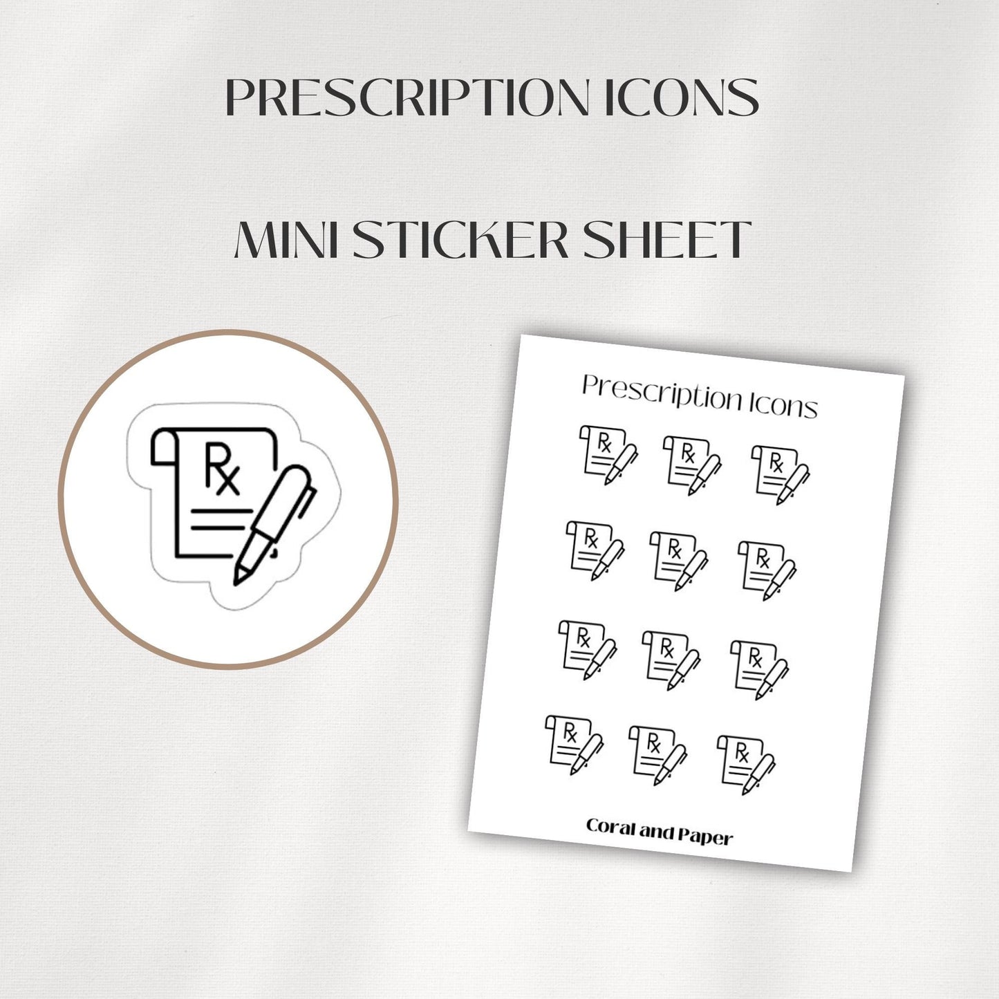 PRESCRIPTION Mini Icon Stickers | Medicine Planner Stickers | Functional Stickers | Budget Stickers | Bullet Journal