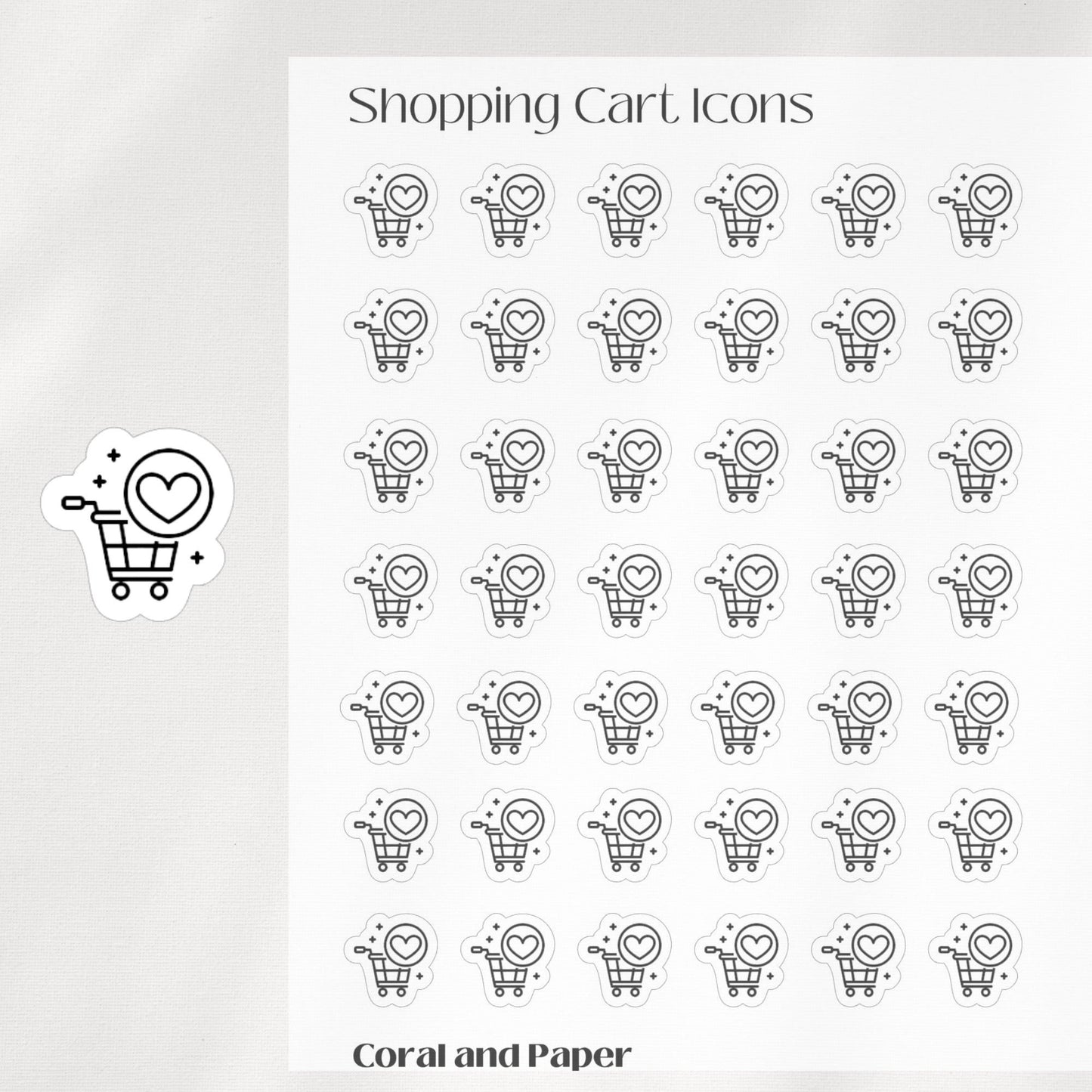 SHOPPING CART Mini Icon Stickers | Minimalist Planner Stickers | Functional Stickers | Bullet Journal