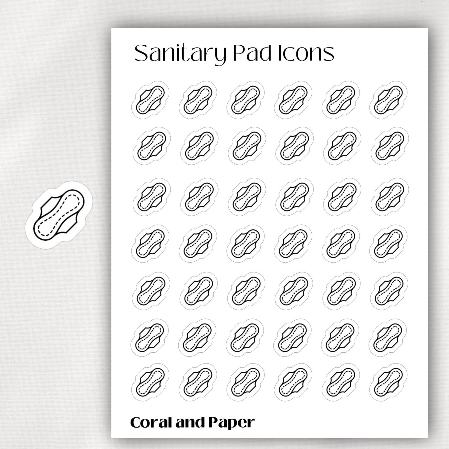 SANITARY PAD Mini Icon Stickers | Minimalist Planner Stickers | Functional Stickers | Bullet Journal
