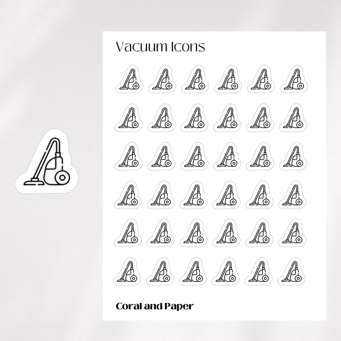 VACUUM Mini Icon Stickers | Minimalist Planner Stickers | Functional Stickers | Bullet Journal