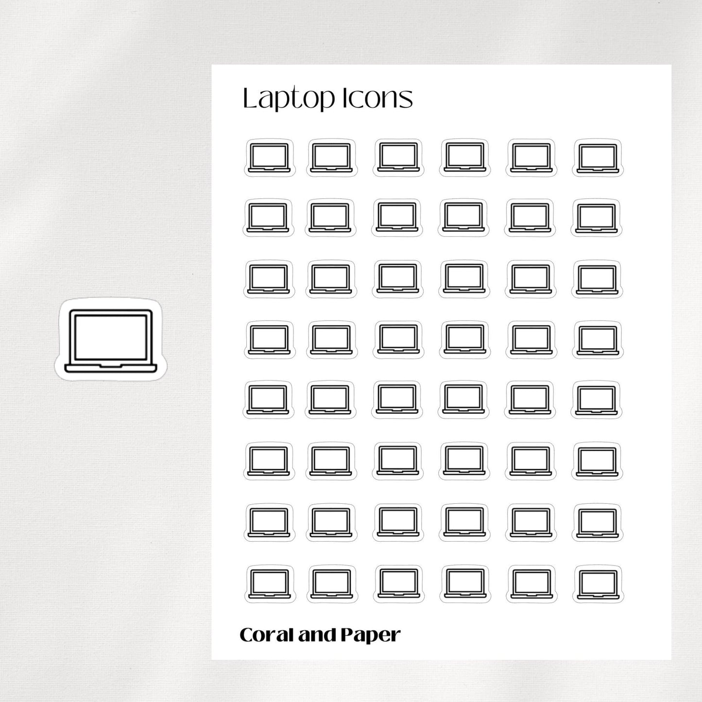 LAPTOP Mini Icon Stickers | Minimalist Planner Stickers | Functional Stickers | Bullet Journal