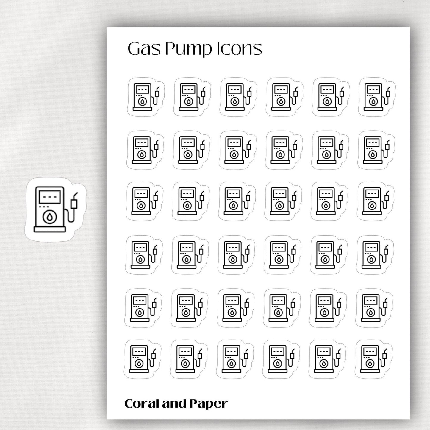 GAS PUMP - Mini Icon Stickers | Minimalist Planner Stickers | Functional Stickers | Bullet Journal
