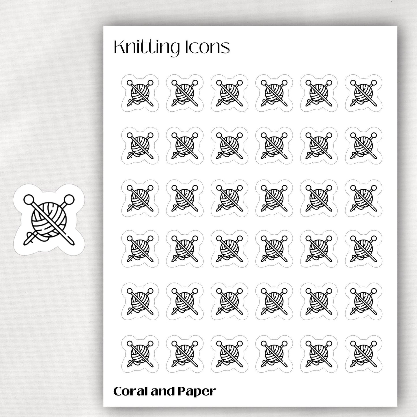 KNITTING Mini Icon Stickers | Minimalist Planner Stickers | Functional Stickers | Bullet Journal