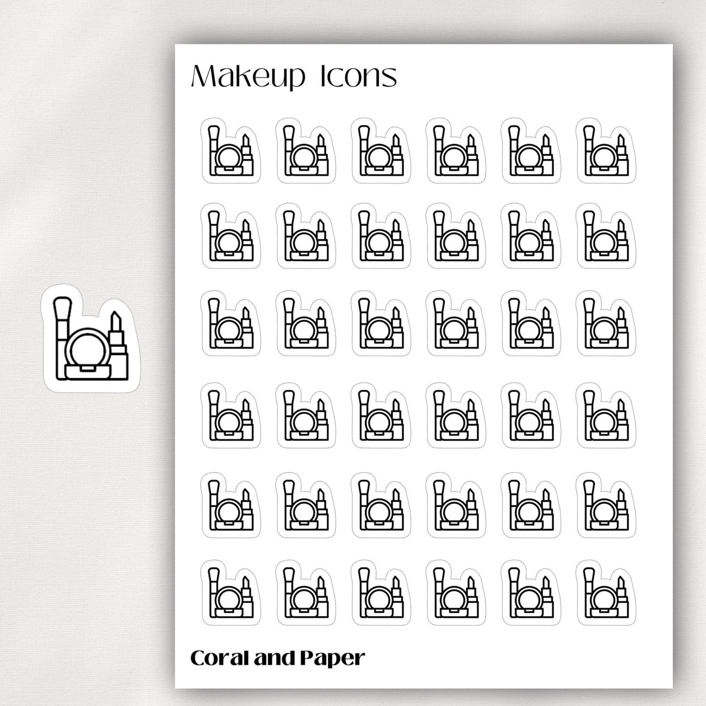 MAKEUP - Mini Icon Stickers | Minimalist Planner Stickers | Functional Stickers | Bullet Journal