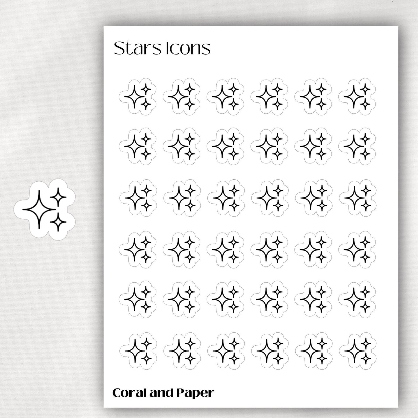 STARS - Mini Icon Stickers | Minimalist Planner Stickers | Functional Stickers | Bullet Journal