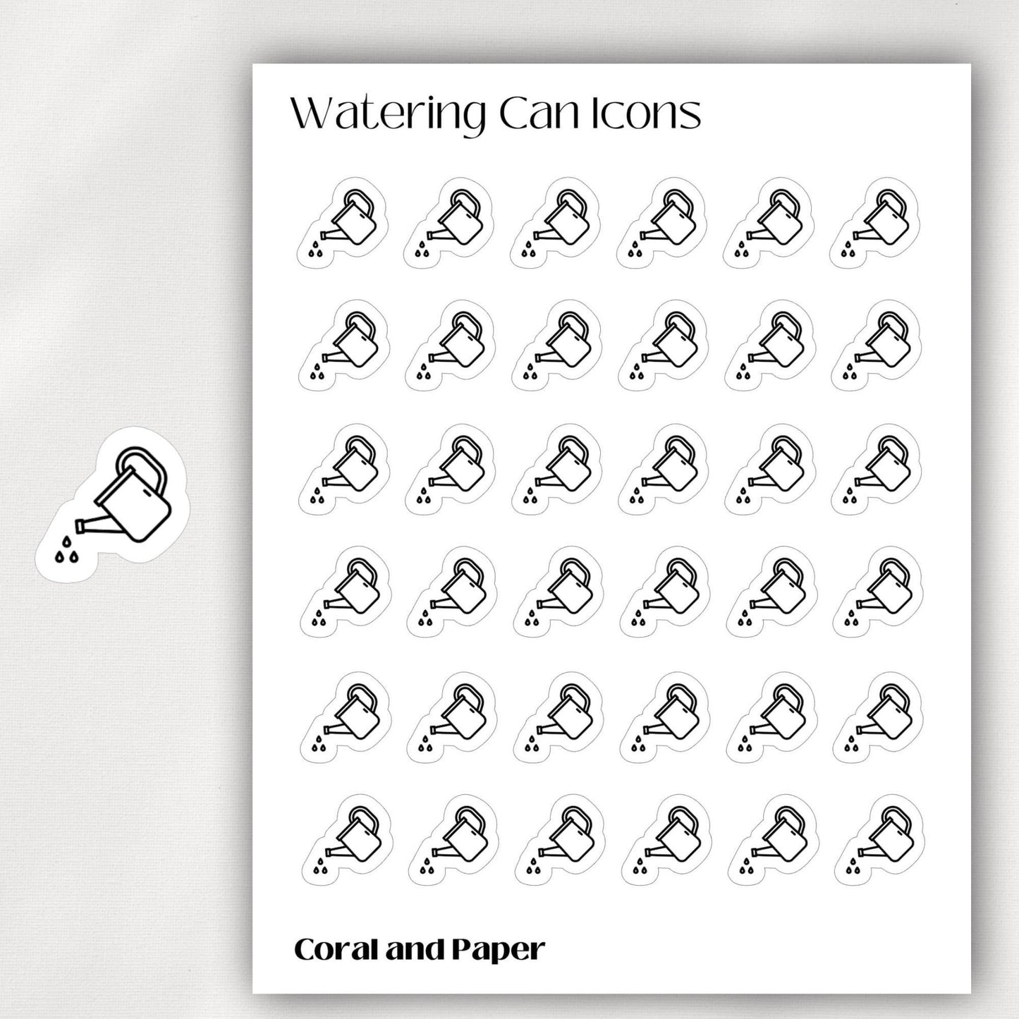 WATERING CAN - Mini Icon Stickers | Minimalist Planner Stickers | Functional Stickers | Bullet Journal