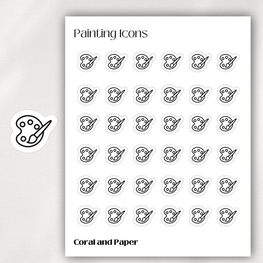 PAINTING - COLOR PALLET - Mini Icon Stickers | Minimalist Planner Stickers | Functional Stickers | Bullet Journal