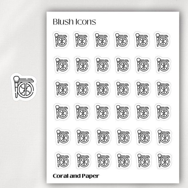 MAKEUP - BLUSH - Mini Icon Stickers | Minimalist Planner Stickers | Functional Stickers | Bullet Journal
