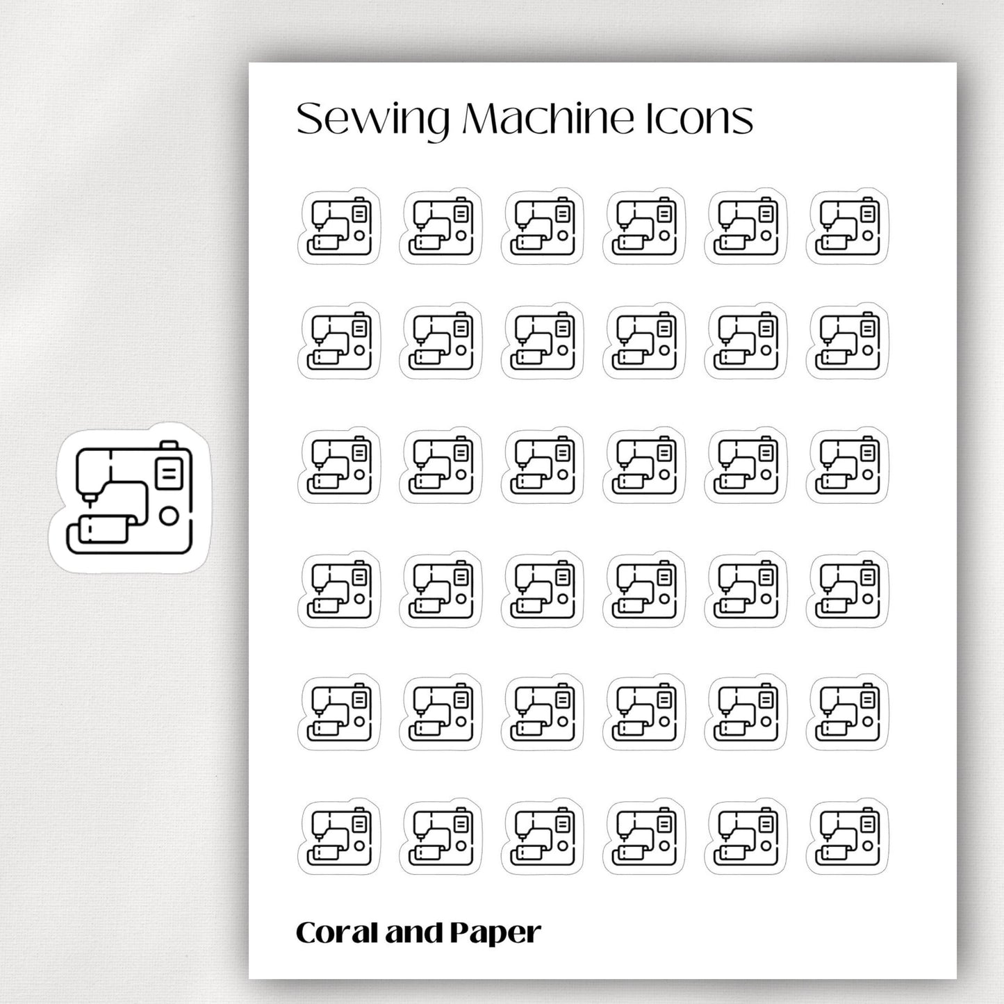 SEWING Mini Icon Stickers | Minimalist Planner Stickers | Functional Stickers | Bullet Journal