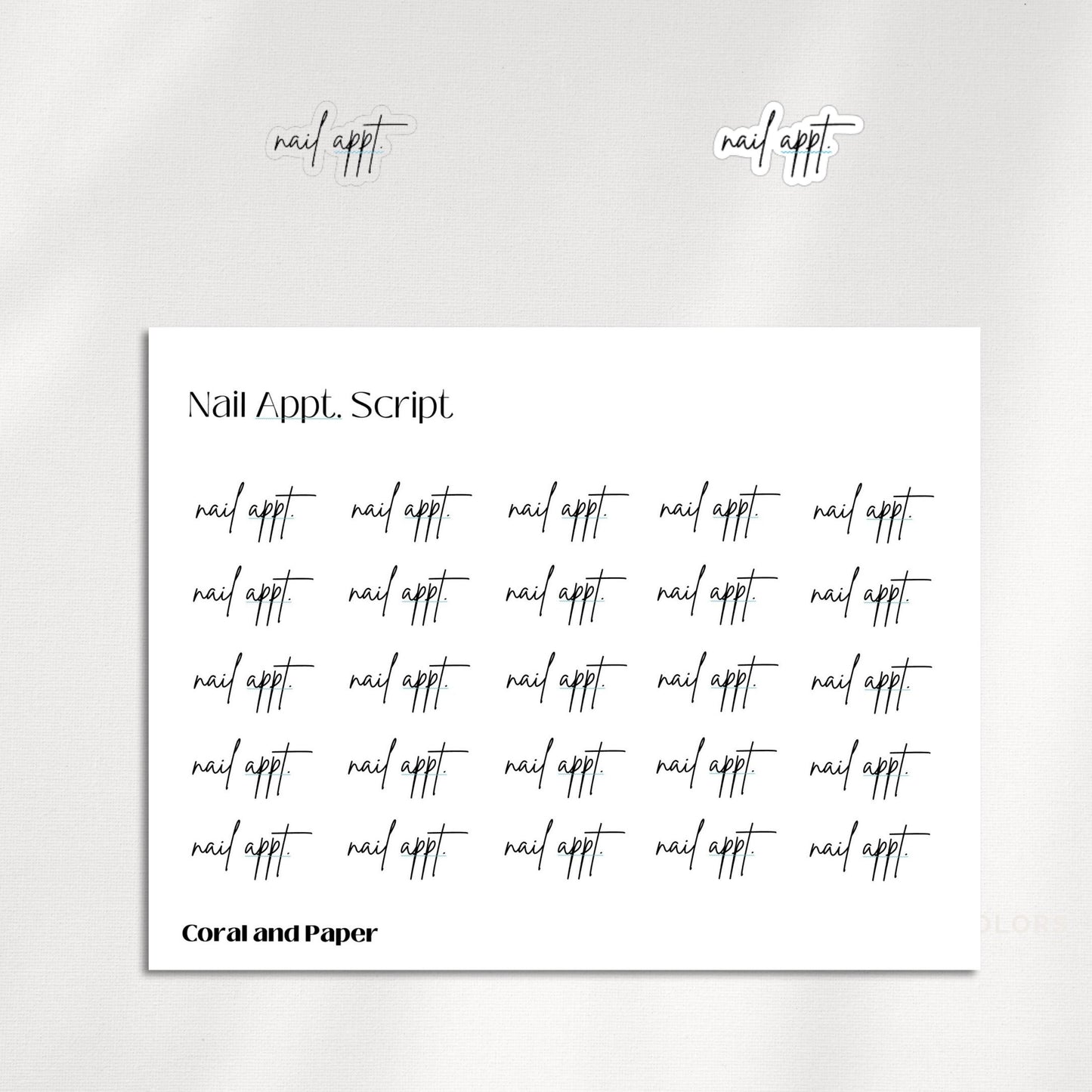 NAIL APPOINTMENT- Script Planner Stickers | Minimalist Planning |Functional Planner Stickers| Bullet Journal