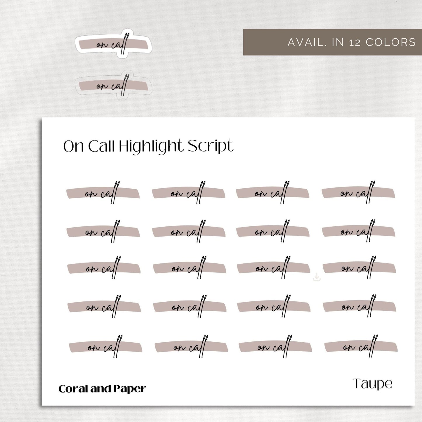 ON CALL - HIGHLIGHT Script Planner Stickers | Minimalist Planning |Functional Planner Stickers| Bullet Journal
