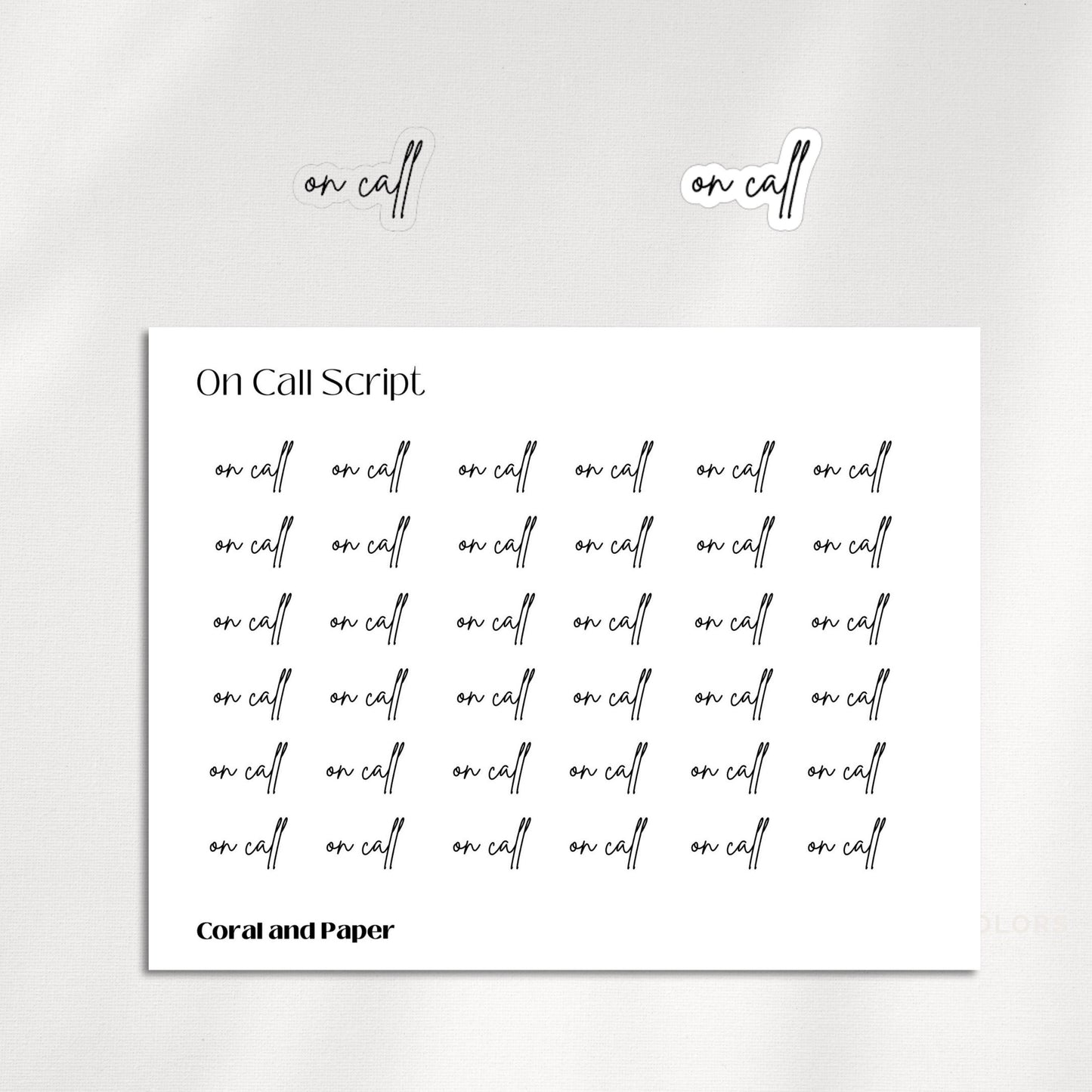 ON CALL - Script Planner Stickers | Minimalist Planning |Functional Planner Stickers| Bullet Journal