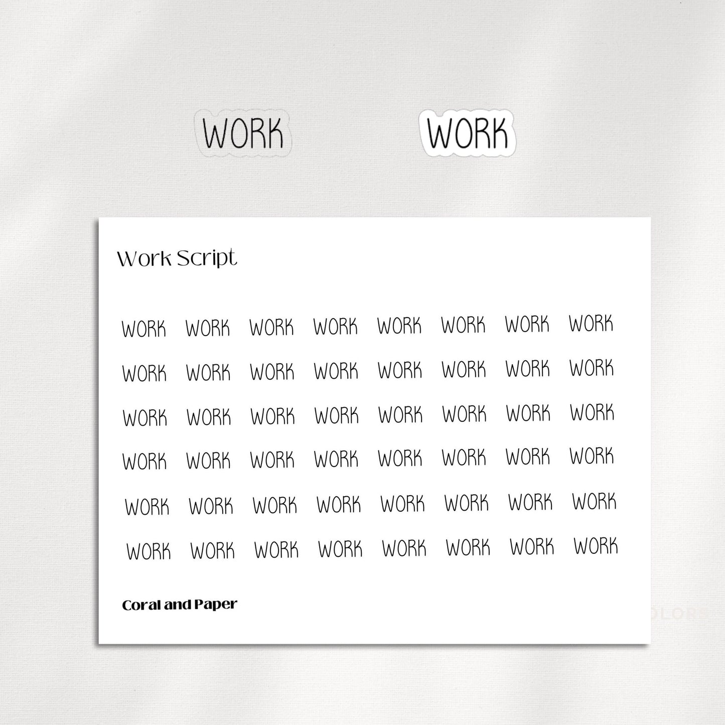 WORK minimal font Script Planner Stickers | Minimalist Planning |Functional Planner Stickers| Bullet Journal
