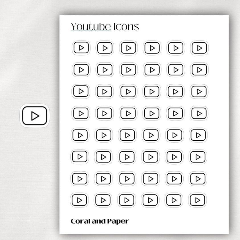 YouTube Mini Icon Stickers | Minimalist Planner Stickers | Functional Stickers | Bullet Journal