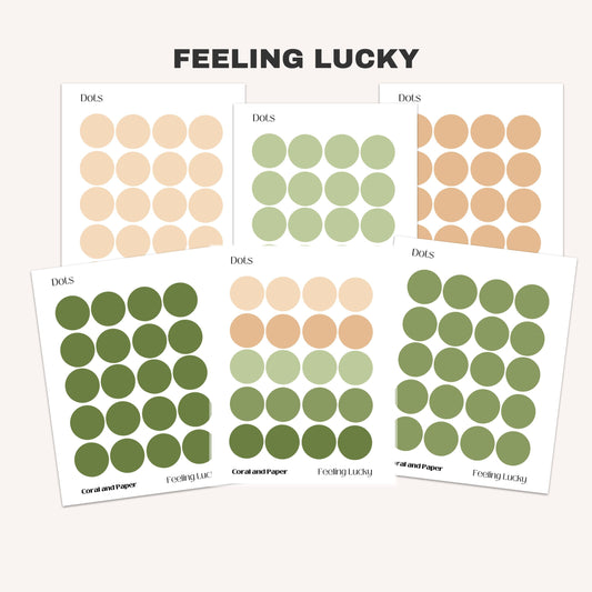 FEELING LUCKY Planner Stickers | Green Dot | Brown Dot | Minimal Planning | Circle Stickers | Minimalist Planning | Bullet Journal