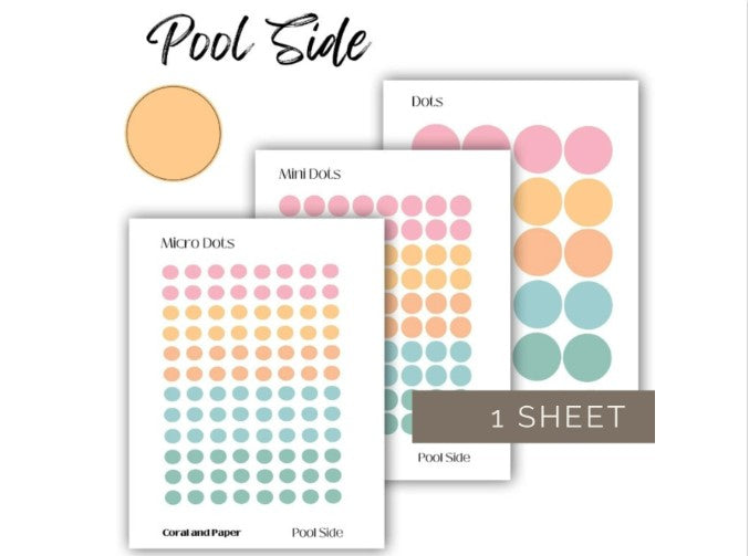 POOL SIDE - | Micro Dots | Mini Dots | Planner Stickers | Minimalist Planning | Functional Planner Stickers | Bullet Journal