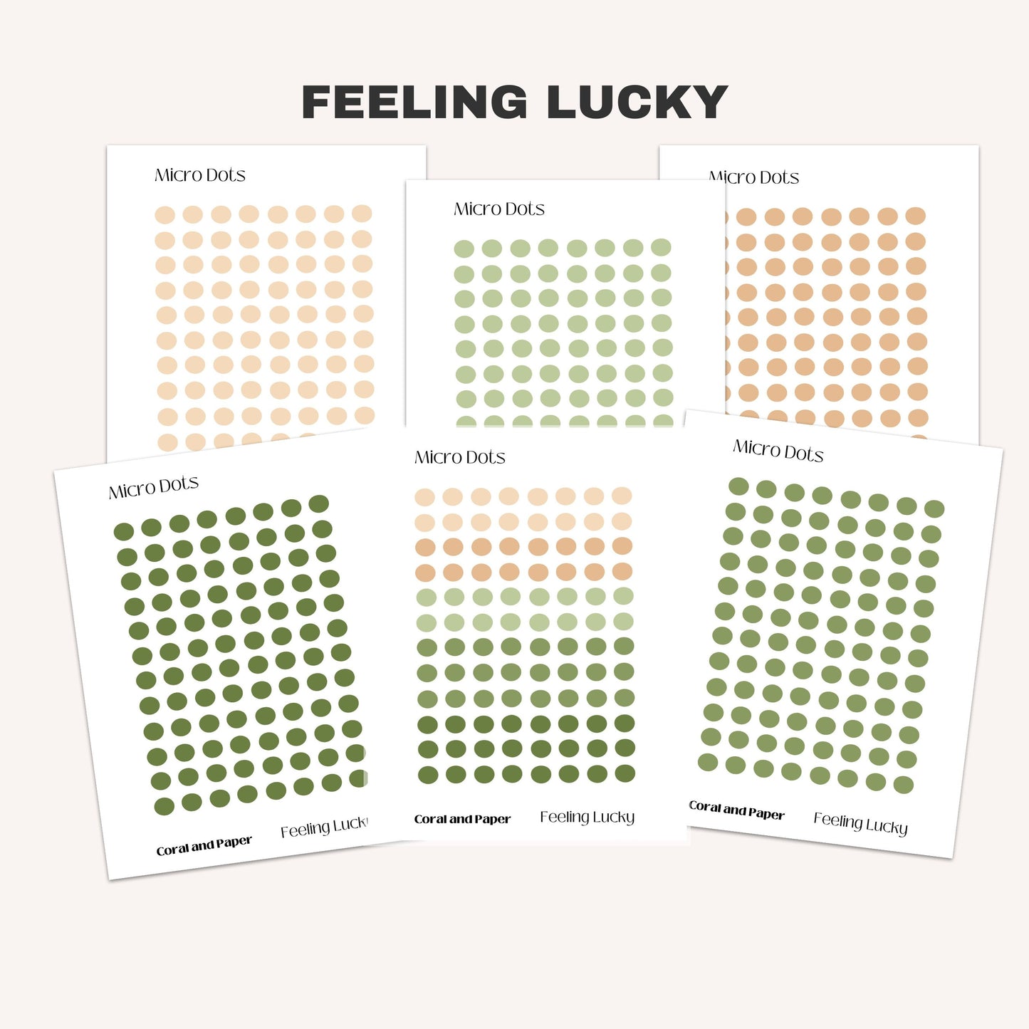 FEELING LUCKY MICRO Dots Planner Stickers | Brown micro dots | Green micro dots | Minimal Planning | Tiny Circle Stickers | Minimalist Planning | Bullet Journal