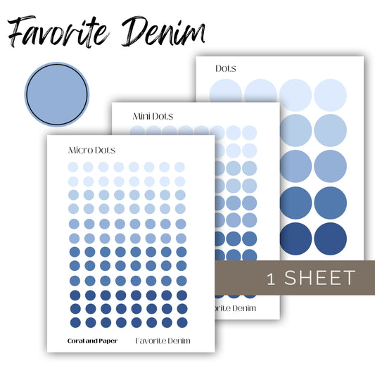 FAVORITE DENIM |Micro Dots | Mini Dots | Blue Dots | Planner Stickers | Minimalist Planning | Functional Stickers | Bullet Journal