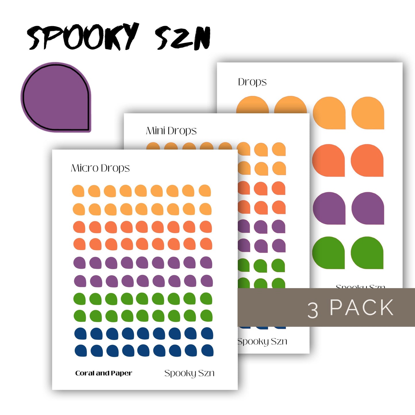 SPOOKY SZN Drops Combo Pack | Planner Stickers | Minimalist Stickers | Functional Planner Stickers | Bullet Journal
