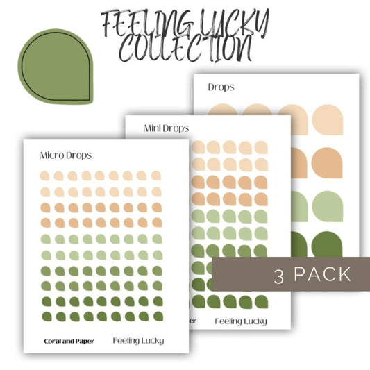 FEELING LUCKY DROPS Combo Pack | Planner Stickers | Minimalist Stickers | Functional Planner Stickers | Bullet Journal