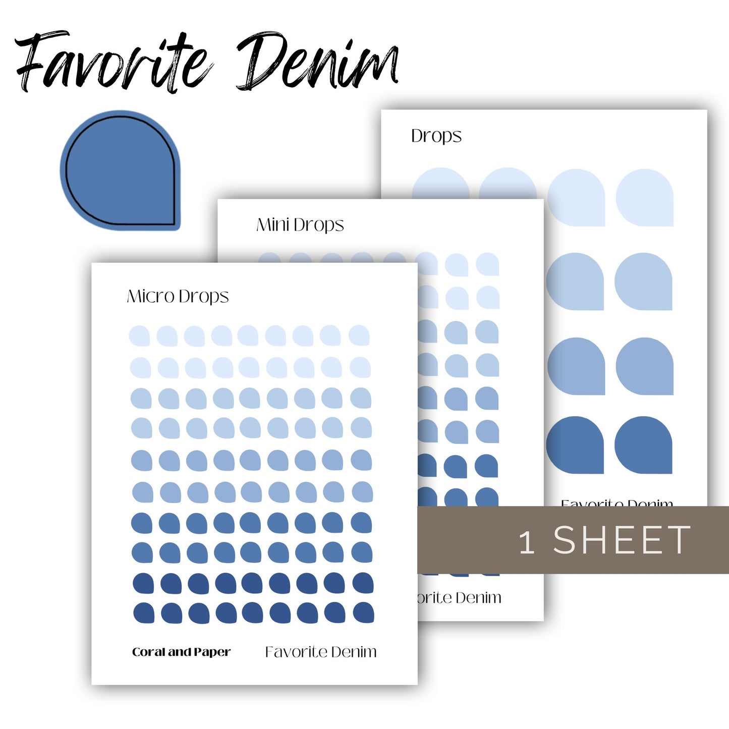 FAVORITE DENIM DROPS | Planner Stickers | Minimalist Stickers | Functional Planner Stickers | Bullet Journal