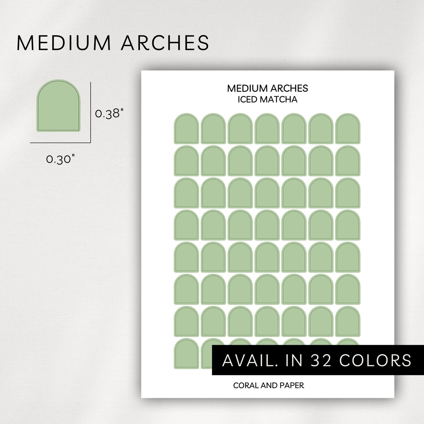 Medium Arches Stickers – Transparent Planner Arches (0.38”)