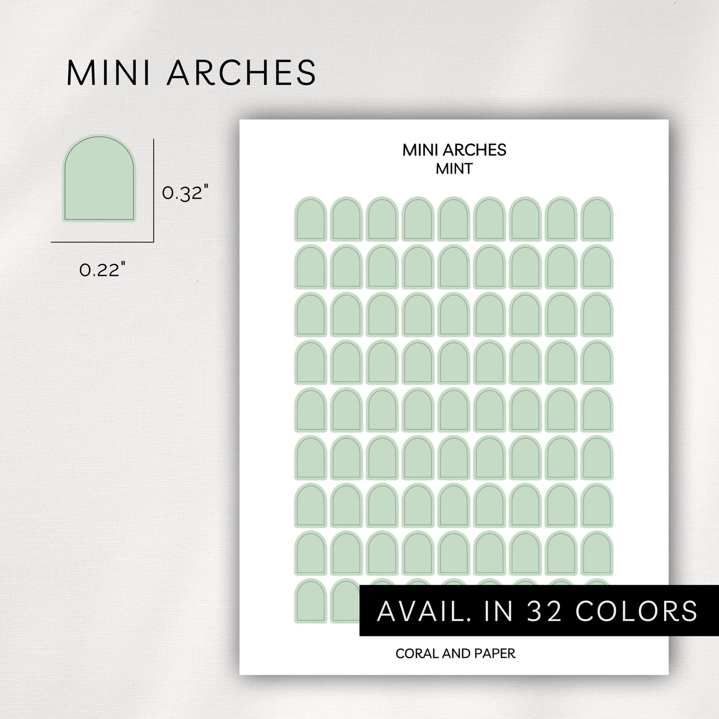 Mini Arches Stickers – Transparent Planner Arches (0.32”)