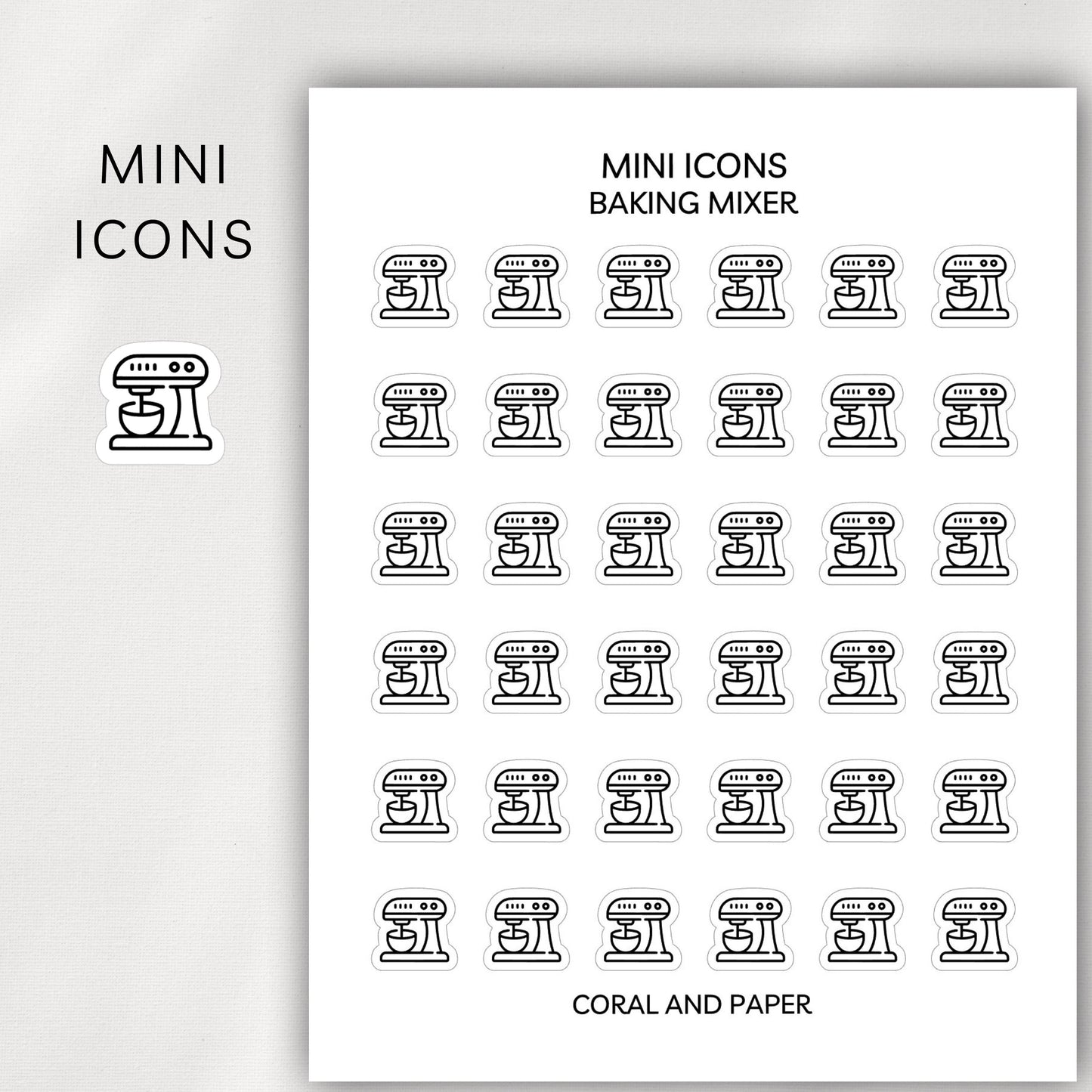 Baking Mixer Mini Icons - Planner Stickers