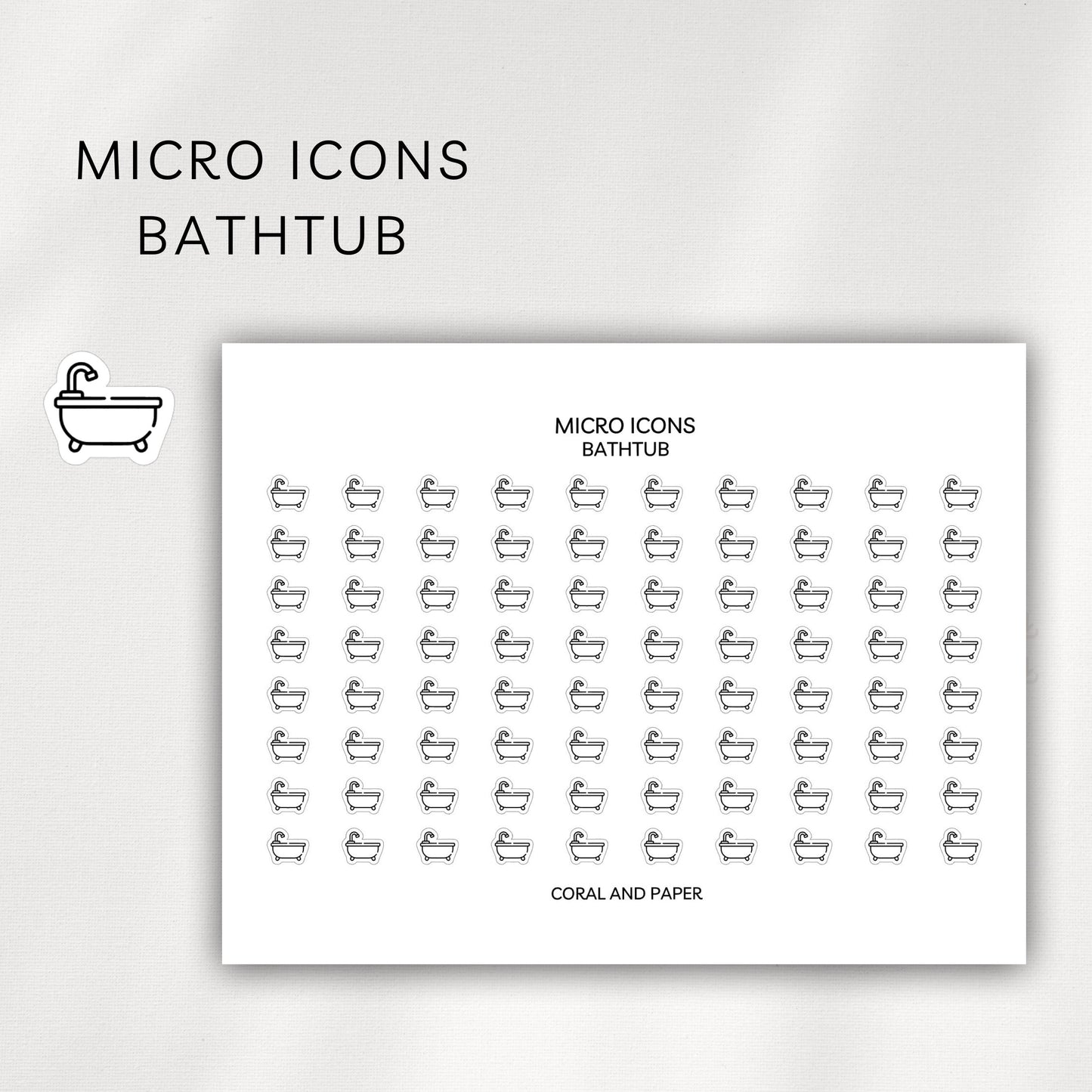 Bathtub Micro Icons - Planner Stickers