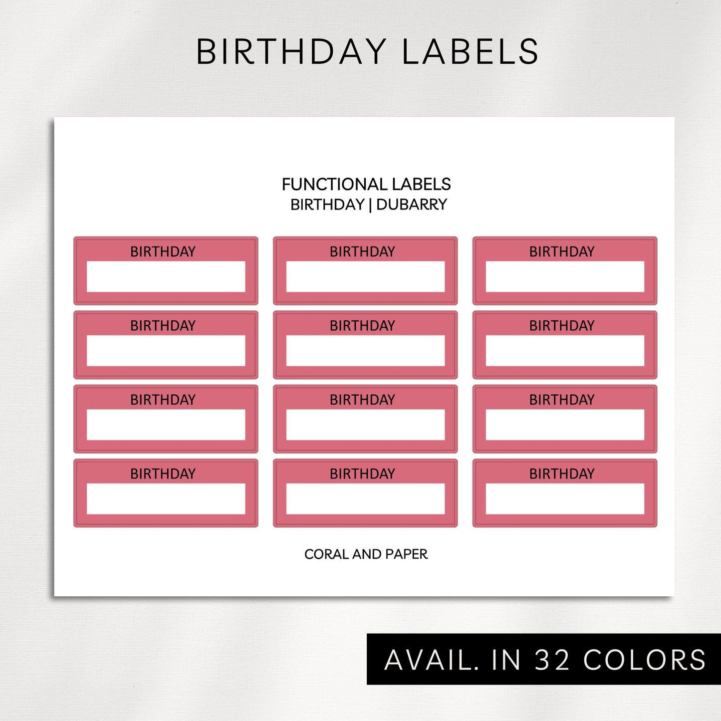 Birthday Functional Labels Planner Stickers | Minimal Birthday Box Stickers