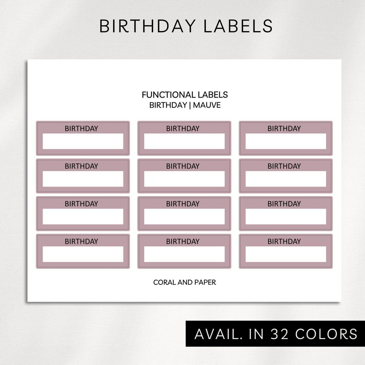 Birthday Functional Labels Planner Stickers | Minimal Birthday Box Stickers
