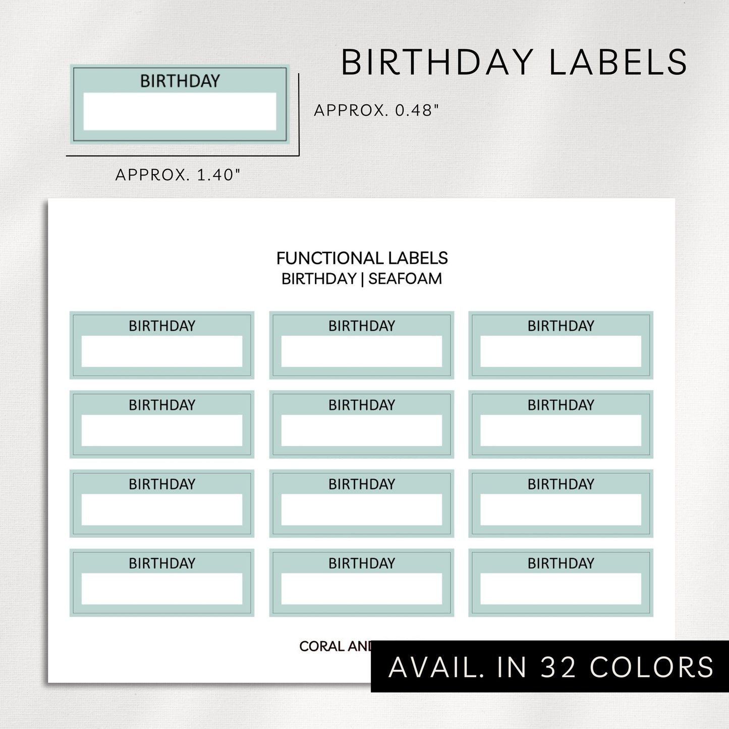 Birthday Functional Labels Planner Stickers | Minimal Birthday Box Stickers