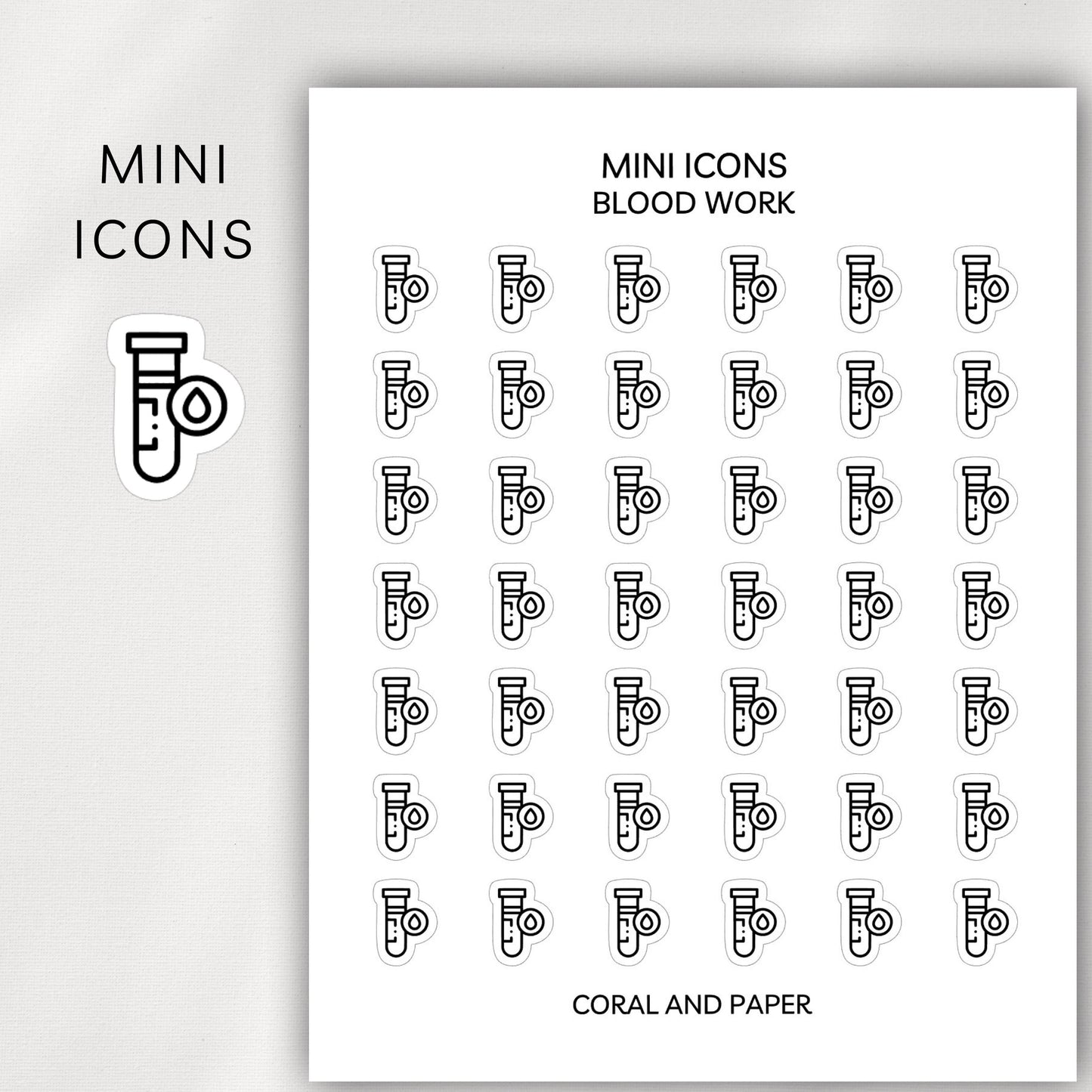 Blood Work Mini Icons - Planner Stickers