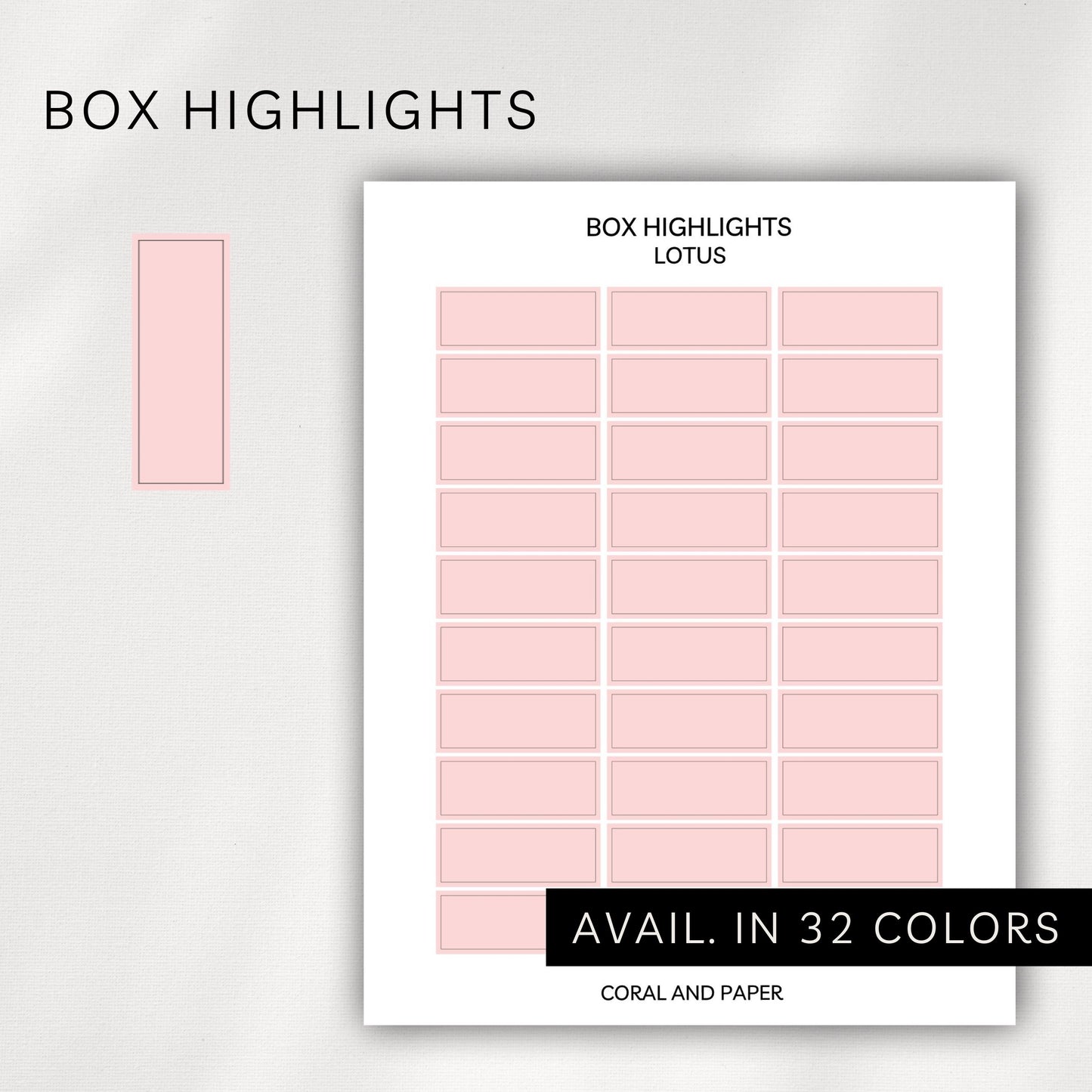 Box Highlights – Minimal Transparent Planner Stickers