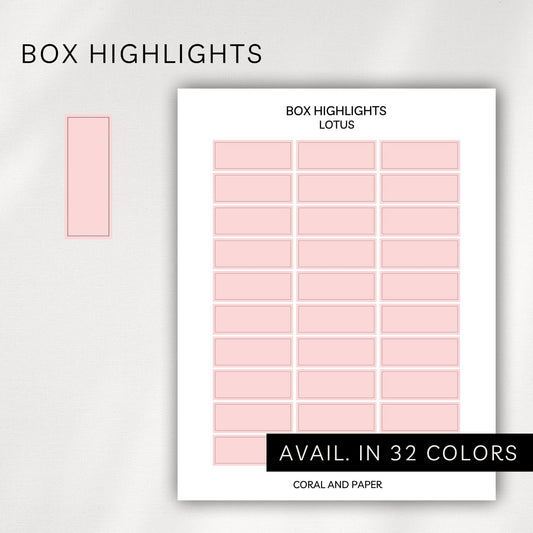 Box Highlights – Minimal Transparent Planner Stickers